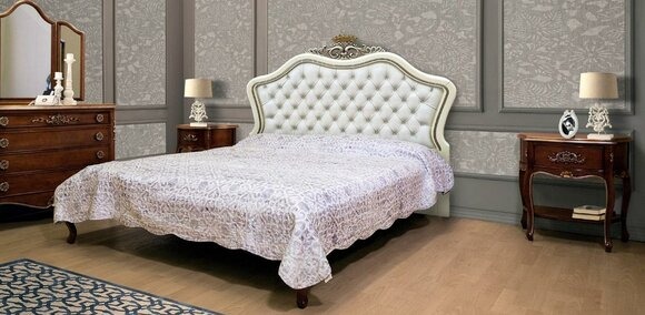 Klassisches Bett Luxusmöbel Betten Möbel 3pc Schlafzimmer Nachttisch 2x.