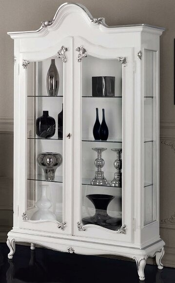 Massive Holz Vitrinen Glas Schrank Echtholz Vitrine Wohnzimmer Möbel Anrichte