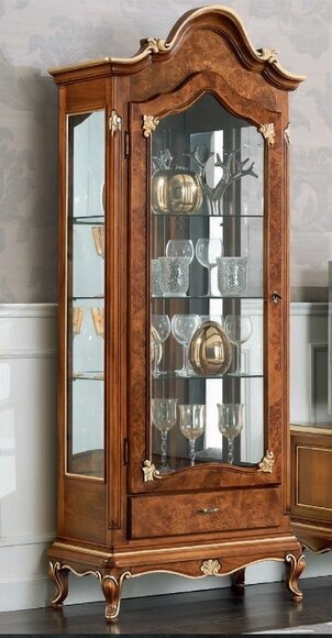 Schränke Holz Vitrinen Glas Schrank Echtholz Vitrine Wohnzimmer Möbel Anrichte