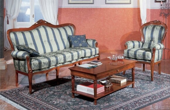 Klassische Sofagarnitur Couch 3+1 Sitzer Sofa Couchen Italienische Möbel Textil