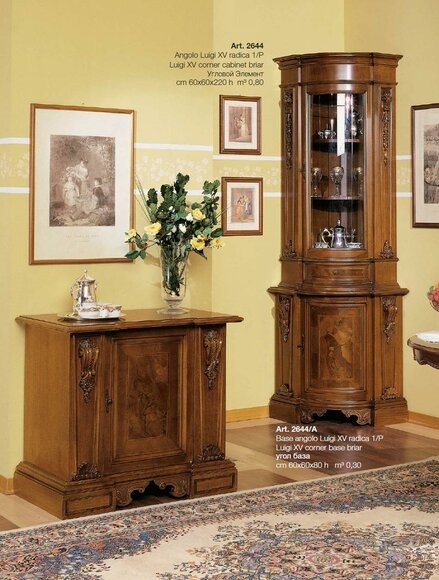 Eckvitrine Eckschrank Vitrine Schrank Holz Schränke Italienische Möbel Glas Neu