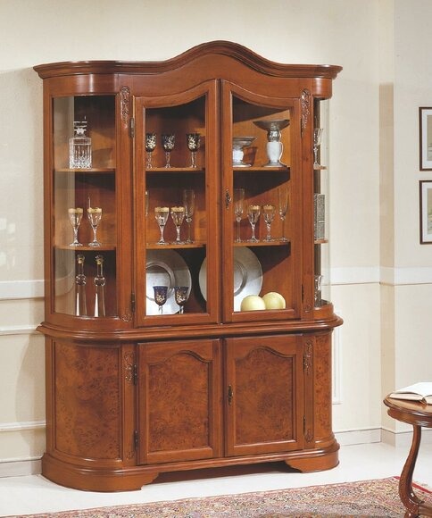 Möbel Glas Vitrine Holz Braune Glasvitrine Regale Italien klassische Möbel Neu