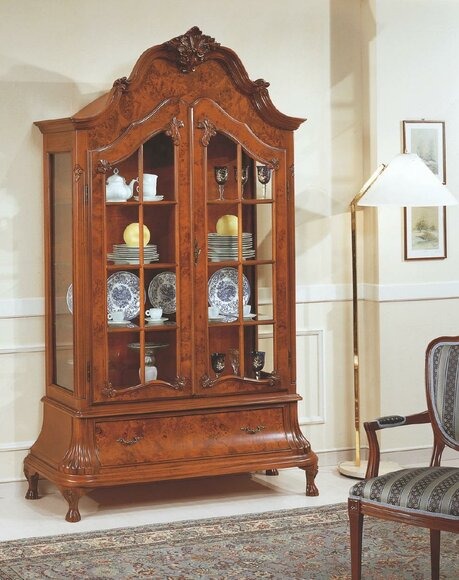 Glasvitrinen Wohnzimmer Möbel Braune Vitrine Klassischer Italienische Schrank