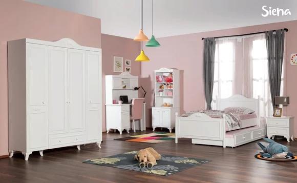 Kinderzimmer Holz Jugendzimmer Bett Nachttisch Modern Design 2tlg.