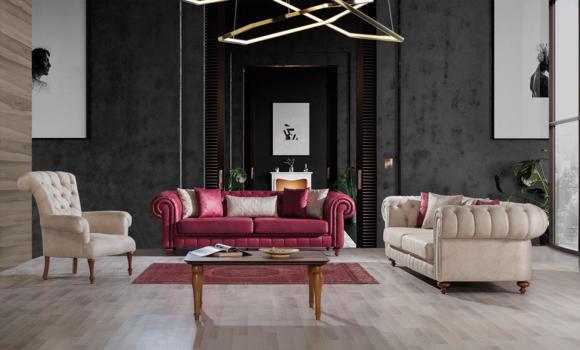 Chesterfield Sofa Couch Garnitur Sitzgruppe Polster Wohnzimmer Set 3+3+1
