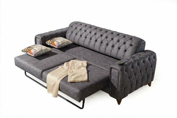 Dreisitzer Sofa 3 Sitzer Sofas Sessel Stoff Möbel Textil Farbe Grau