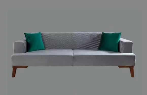 Elegante Graue Couch Dreisitzer Sofa Wohnzimmer Sitzmöbel Samt