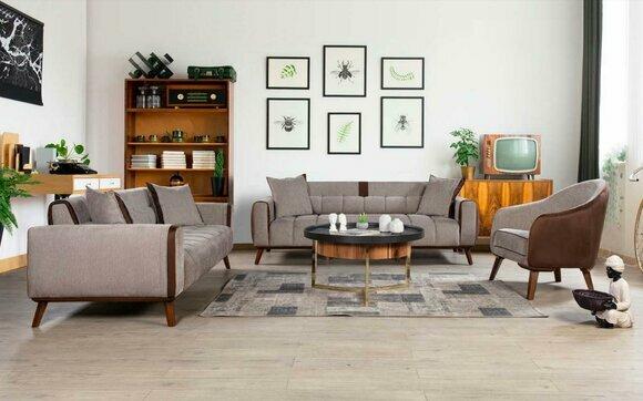 Sofagarnitur 3+3+1 Sitz Sofas Polster Möbel Couchen Textil Gruppe