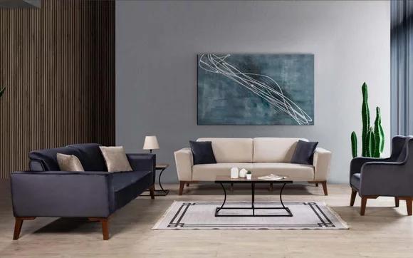 Sofagarnitur 3+3+1 Sitzer Sofa Couchgarnitur Textil Sessel Wohnzimmer