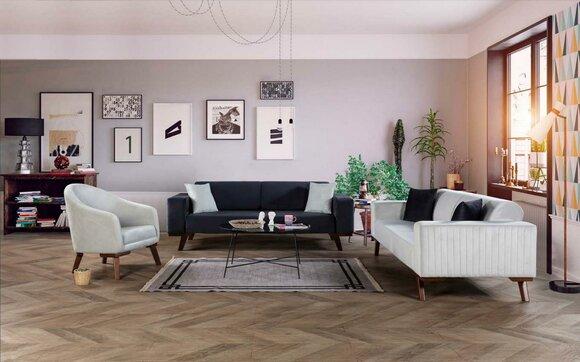 Luxus Sofagarnitur Dreisitzer 3+3+1 Sitz Stoff Sofa Sessel Textil Stil