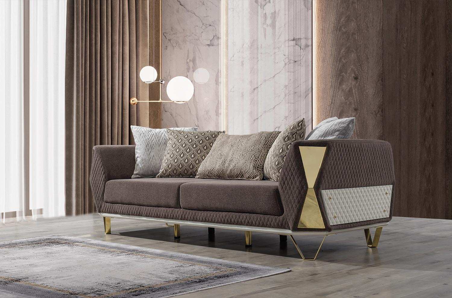 Dreisitzer Sofa 3 Sitz Sofas Wohnzimmer Couch Stoff Couchen Möbel grau