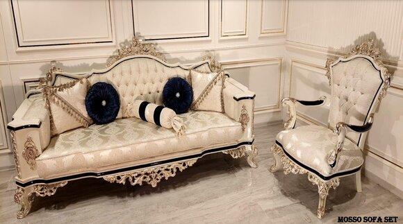 Luxus Sofagarnitur 3+1 Sitzer Garnitur Sofa Sofas Sessel Stoff Wohnzimmer Neu