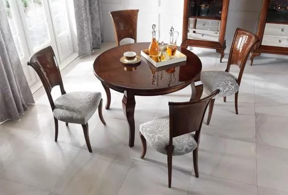 Runder Esstisch Brauner Tisch Essgruppe Esszimmer Set Stühle 5tlg.