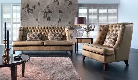 Sofagarnitur Sofa Garnitur 3 Sitzer Sessel Chesterfield Braun 3tlg