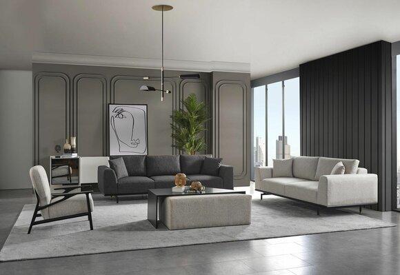Komplette Couchgarnitur Sofa Sofas Sessel Grau Sofagarnitur Set 4tlg