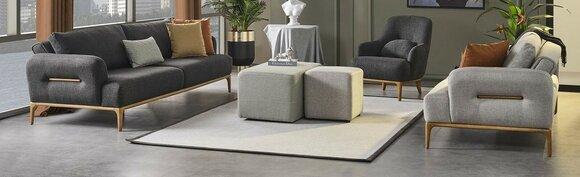 Sofagarnitur Sofa Sessel 431 Sitzer Stoff Luxus Grau Sofas Wohnzimmer