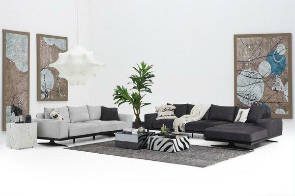 Sofagarnitur Ecksofa L-Form Zweisitzer Sitzer Sessel Stoff Grau 3tlg