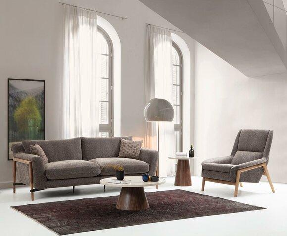 Sofas Sofagarnitur 4 Sitzer Sessel Viersitzer Stoff Wohnzimmer Grau