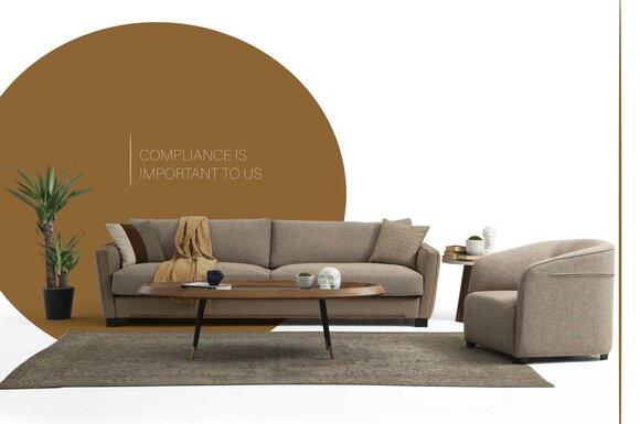 Sofagarnitur 41 Sitzer Sessel Viersitzer Modern Stoff Beige Set Design