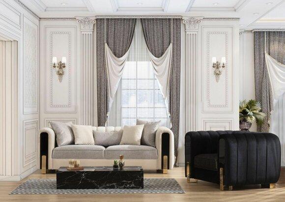 Moderne Couchgarnitur Dreisitzer Sessel Luxus Set Stoffsofas Luxus Möbel