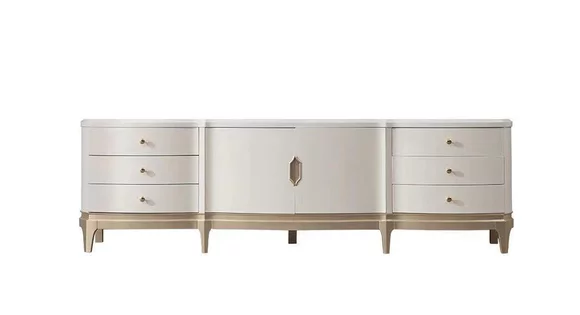 Sideboard Schrank rtv Wohnzimmer tv Holz Möbel Weiß Lowboard Luxus