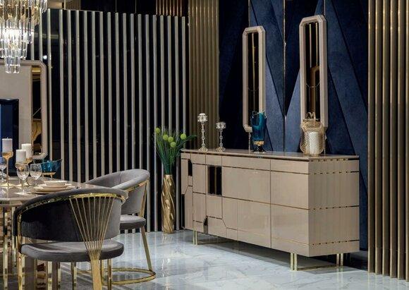 Hochglanz Kommode xxl Sideboard mit Spiegel Sideboards Holz Kommoden Möbel 2tlg