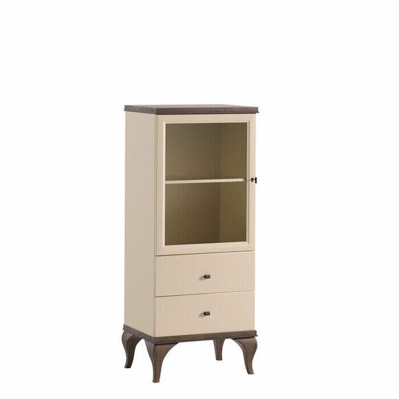 Glas Schrank Wohnzimmer Schränke Anrichte Beige Vitrine Möbel Holz
