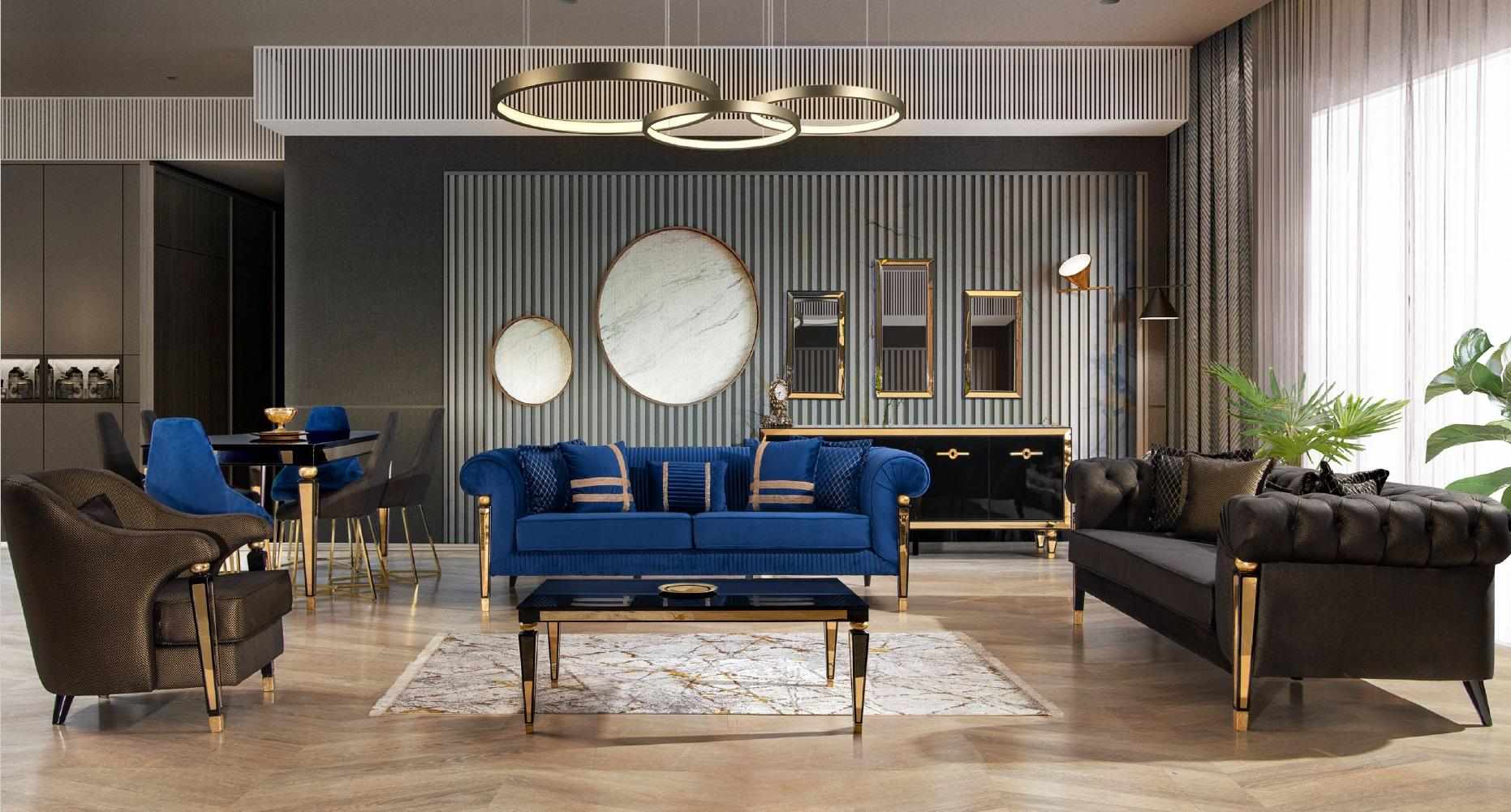 Modernes Wohnzimmer Sofa Set Chesterfield 3-Sitzer Sessel Couchtisch