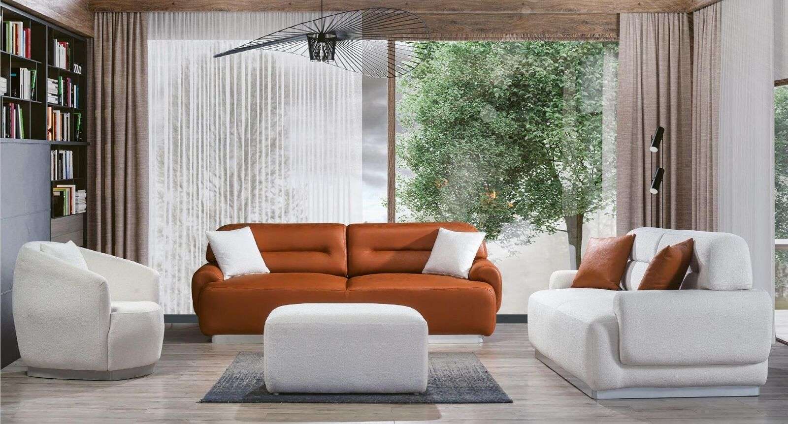 Gemütliche Sofagarnitur Wohnzimmer Couch Sitzpolster Garnitur 3+3+1 Sitzer 3tlg