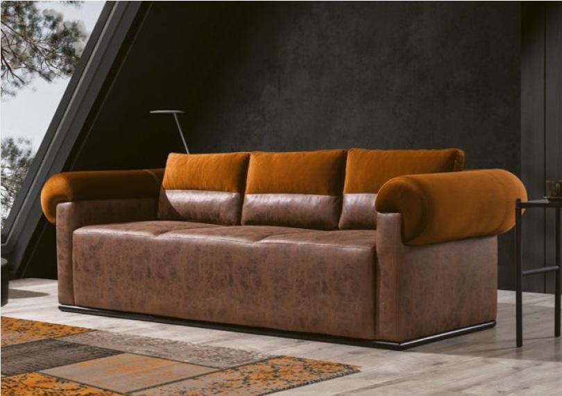 Designer Sofa 3-Sitzer Braun Stoffsofa Sofapolster Sofas Textilien Möbel