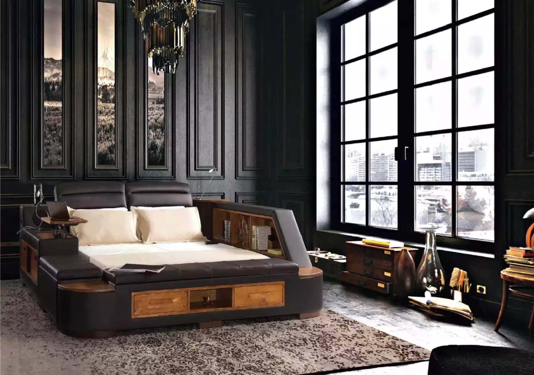Multifunktion Bett Doppelbetten Modernes Bettgestell Betten Hotel Neu