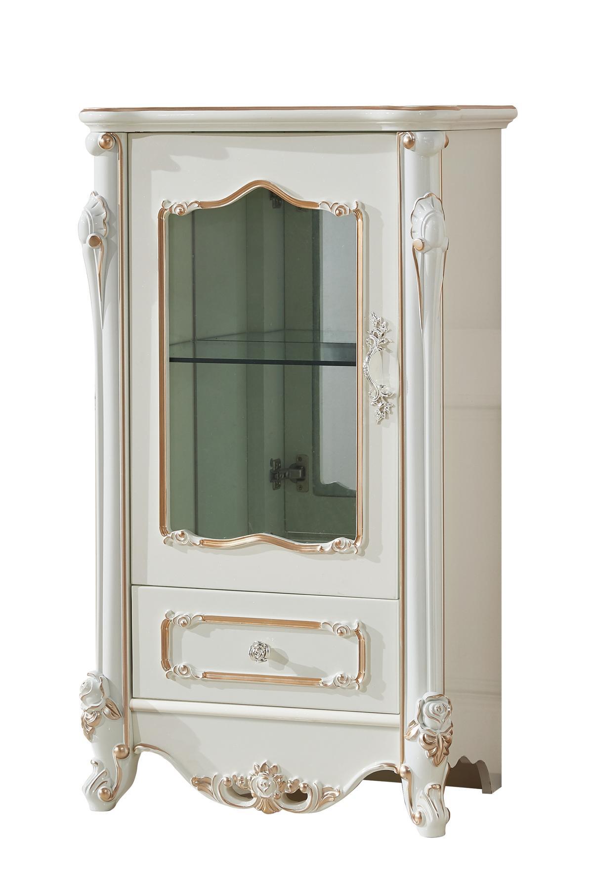 Vitrine Weiß Luxus Wohnzimmer Möbel Holz Glas Design Schrank Klassische