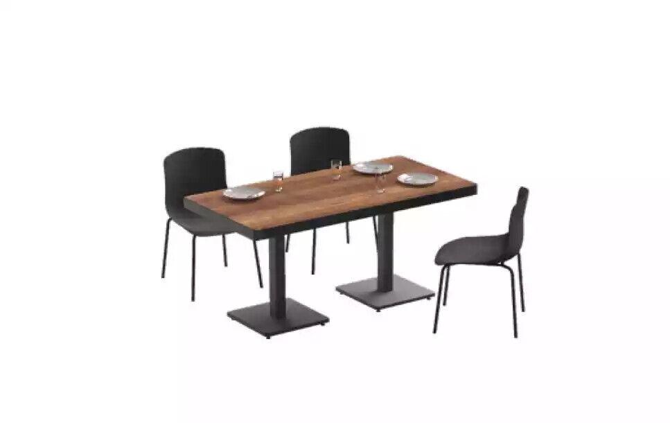 Moderner Esstisch Massivholz Möbel Esszimmermöbel Braun Edelstahlmöbel