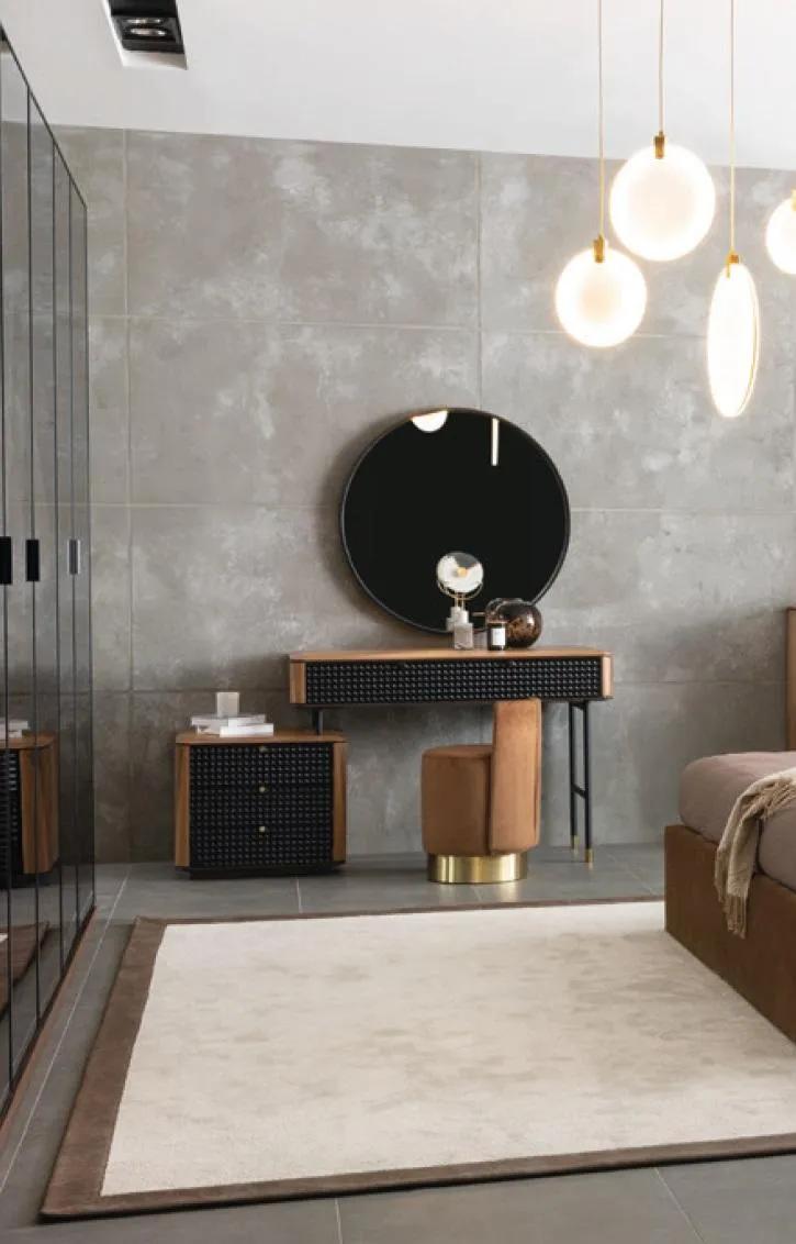 Schlafzimmer Schminktisch Spiegel Hocker Komplett Set Neu 3tlg braun