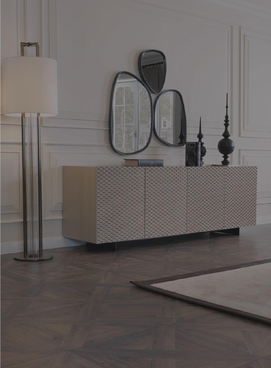 Wohnzimmer Spiegel Anrichte Schrank Edle Design Luxus 2tlg. Beige