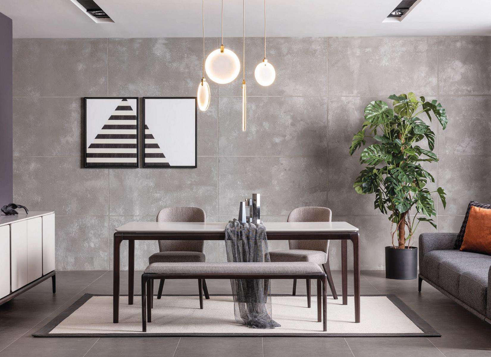 Esszimmer Esstisch Luxus Möbel Design Material Holz Moderner grau
