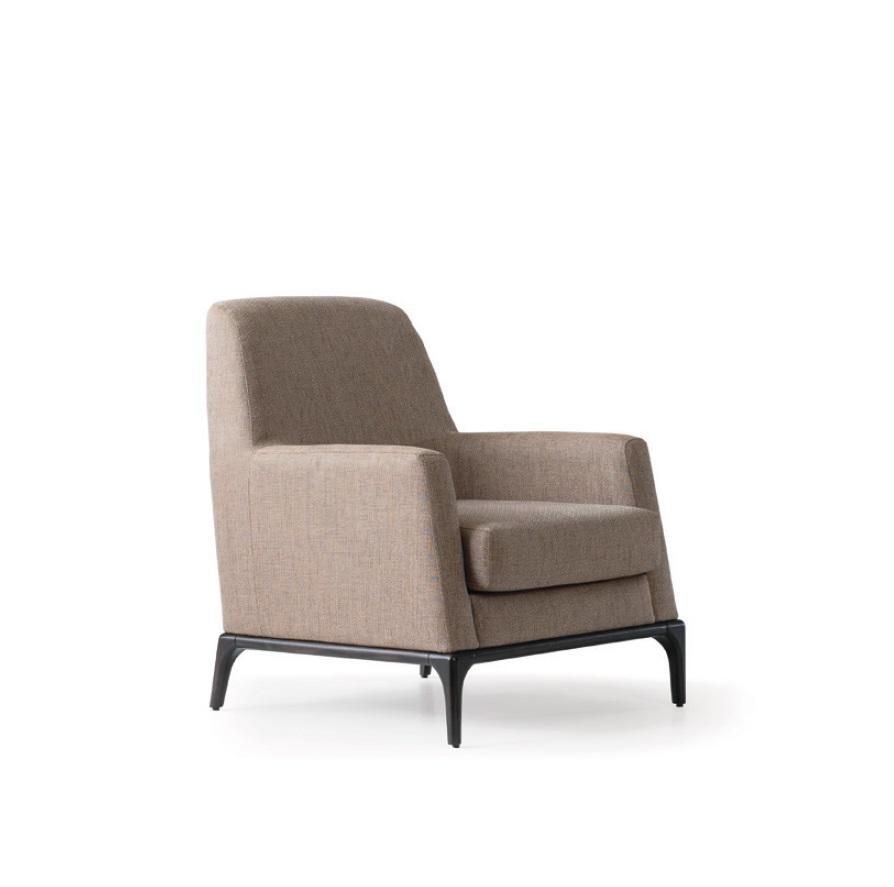 Wohnzimmer Sessel Design Couch Luxus Polster Modern Braun Holz Textil