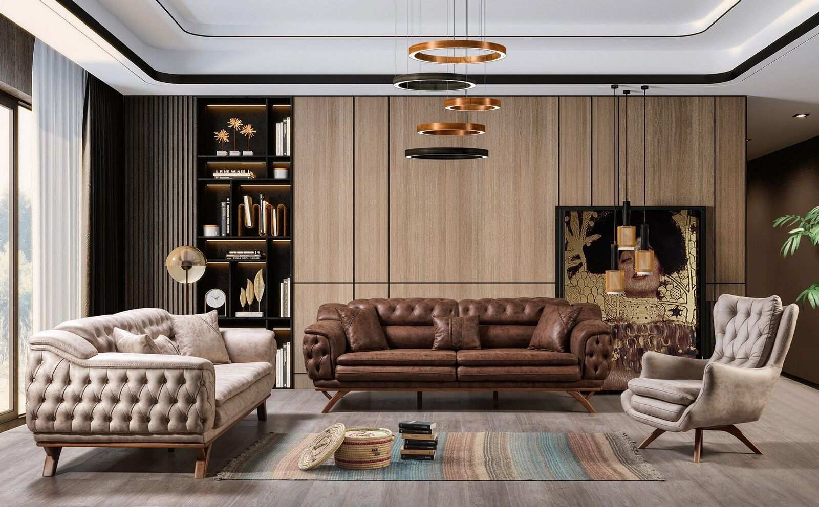 Sofagarnitur 3 3 1 Sitzer Möbel Set Design Sofas Kunstleder Chesterfield