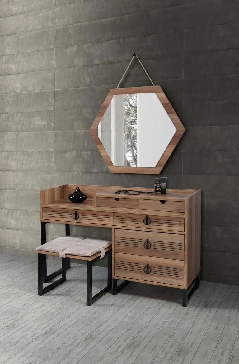 Schlafzimmer Spiegel Kommode Holz Modernes Design Luxus braun