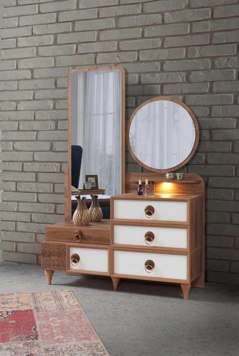 Schlafzimmer Kommode mit Spiegel Holz Möbel Luxus Möbel 2tlg Garnitur