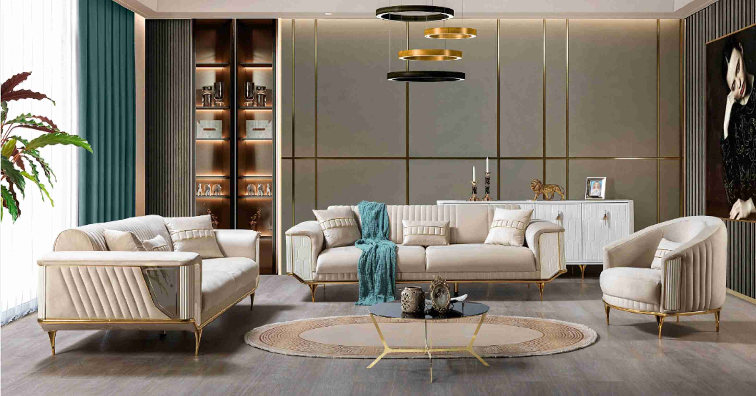 Sofagarnitur 3+3+1 Sitz Couch Möbel Wohnzimmer Einrichtung Sofa