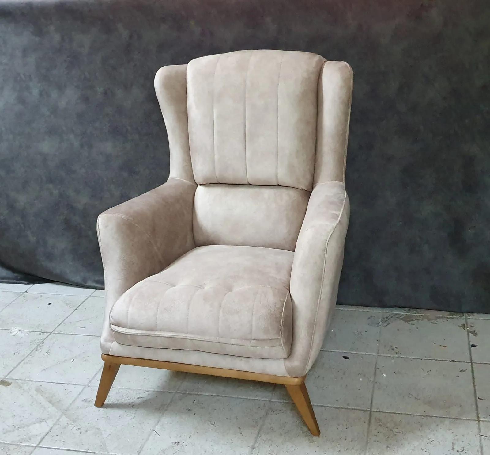 Wohnzimmer Sessel 1 Sitz Couch Polster Textil Luxus Design Holz Möbel