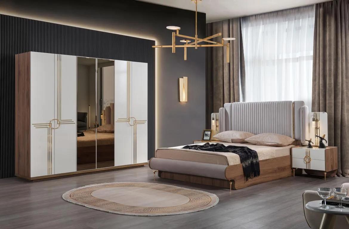 Schlafzimmer Bett 2x Nachttisch Kleiderschrank 4tlg.Komplett Set