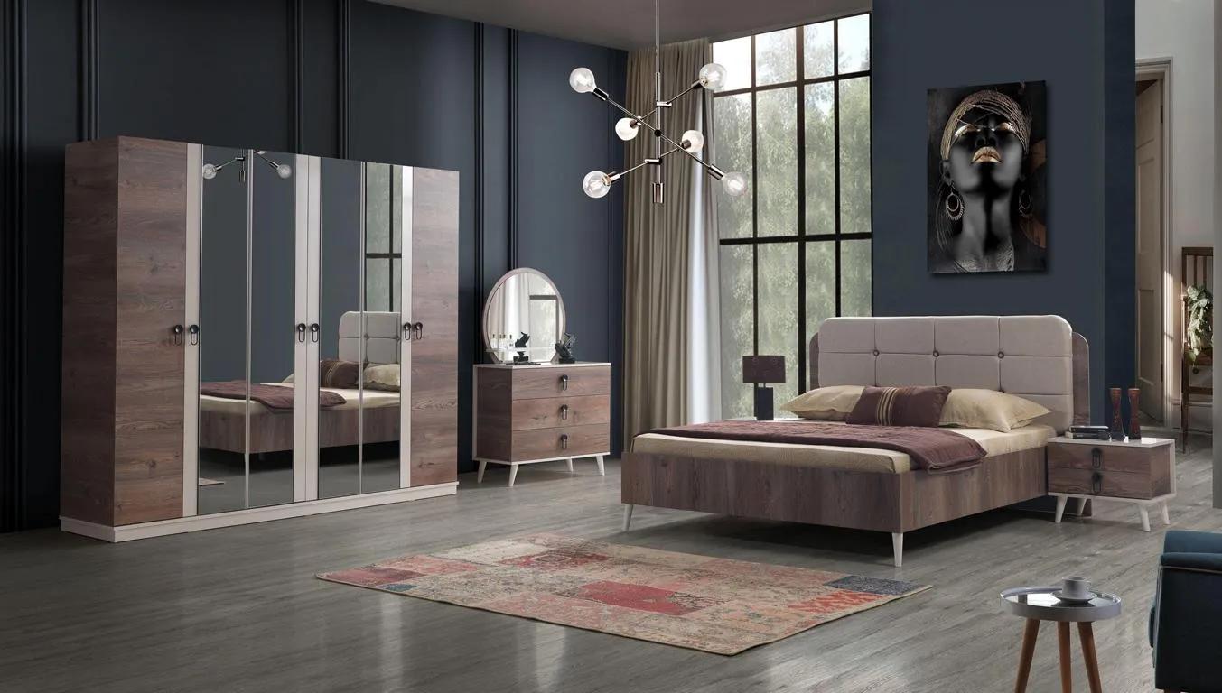 Schlafzimmer Komplett Set Bett 2 x Nachttisch Kleiderschrank 5tlg