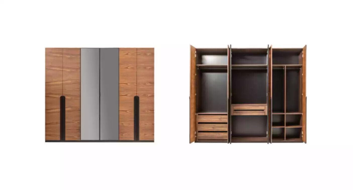 Kleiderschrank Braun Holz Möbel Design Luxus Schlafzimmer Garderobenschrank