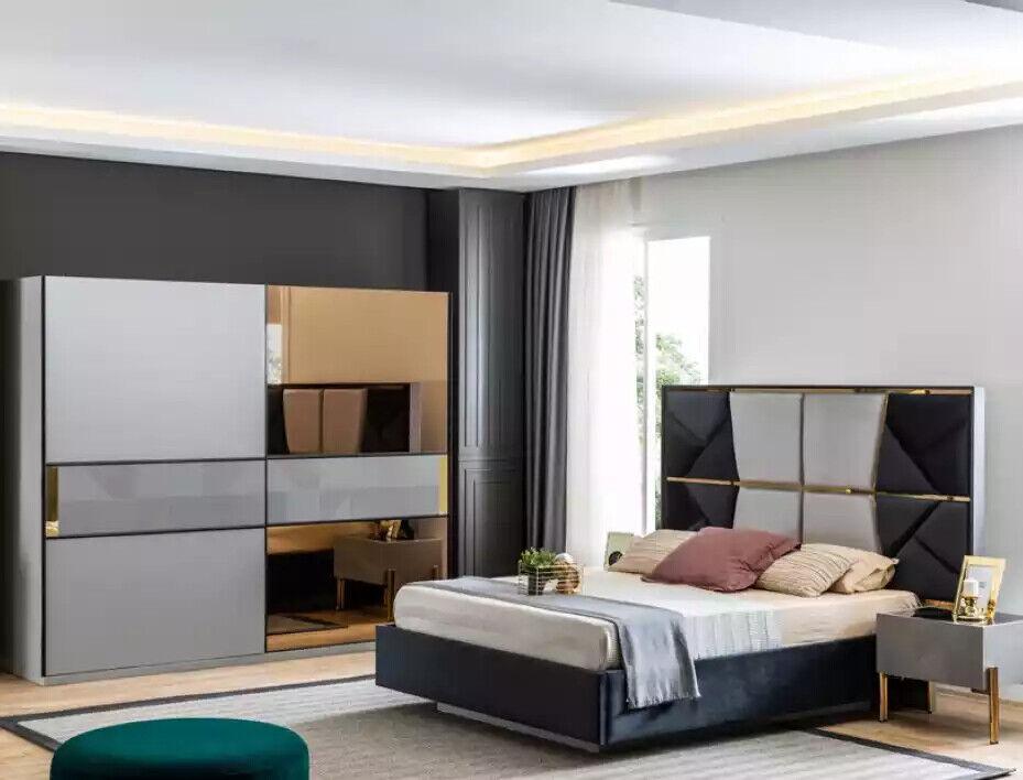 Bett 2x Nachttische 4tlg. Set Design Luxus Sets Schlafzimmer Komplett Neu