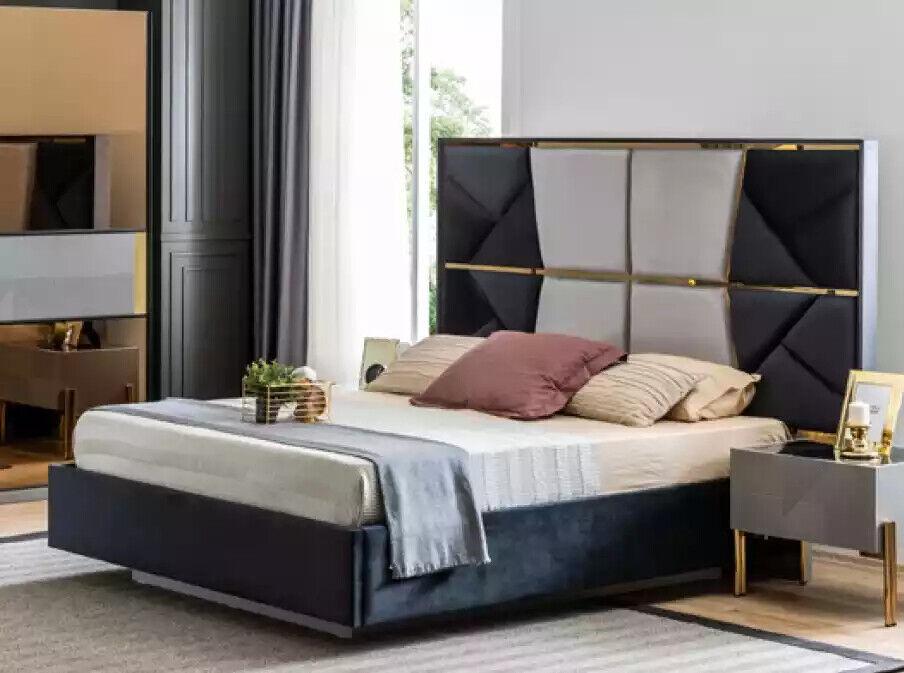 Bett 2x Nachttische 3 tlg. Schlafzimmer Set Design Modern Luxus Gruppe1