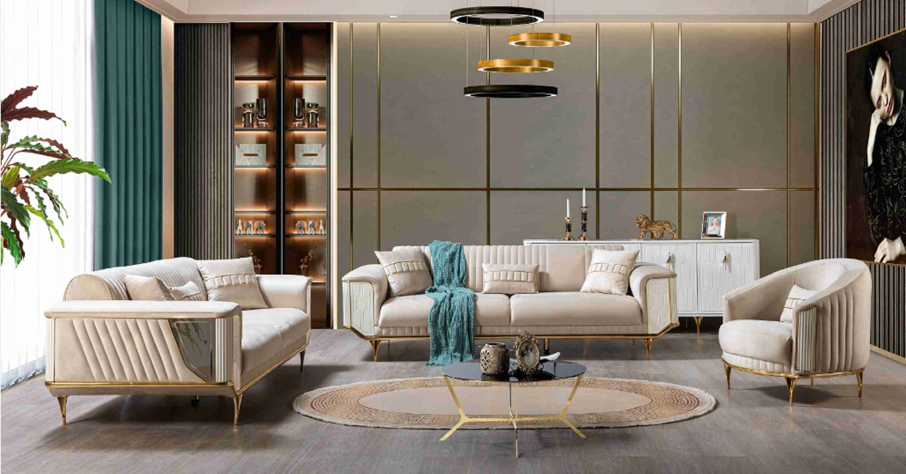 Sofa Set 3+3+1 Sitz Modern Sofagarnitur Wohnzimmer Luxus Garnitur Neu