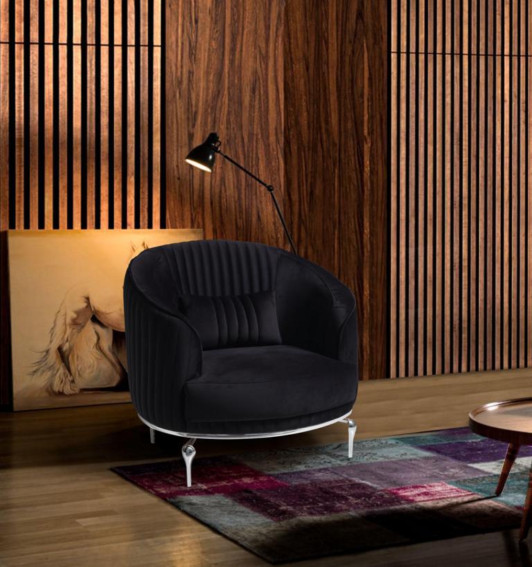 Sessel Wohnzimmer Luxus Möbel Modern Designe Schwarz Einsitzer Relax Club