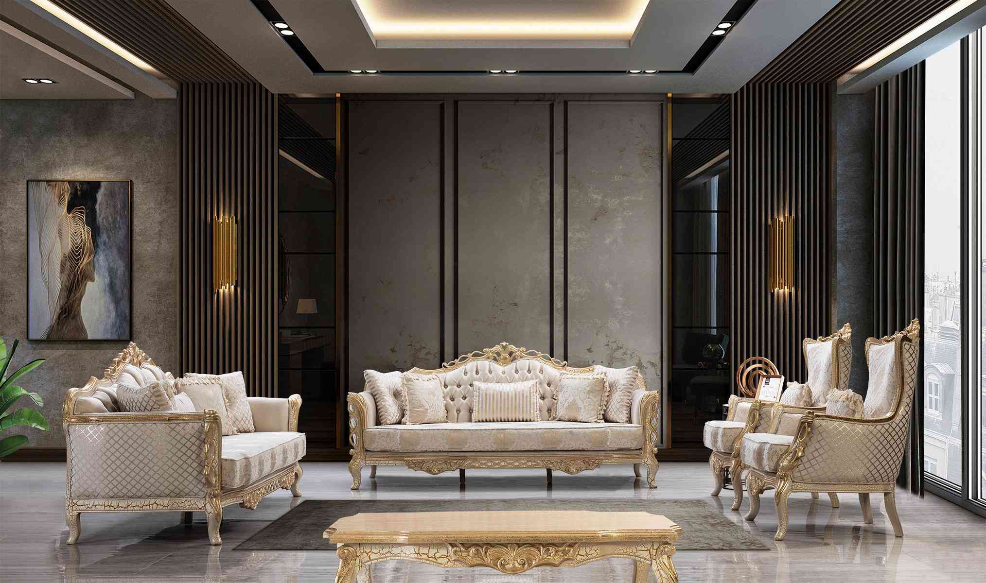 Chesterfield Barock Couch Wohnzimmer Möbel Set 5tlg.